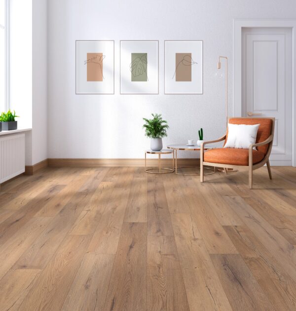 A room with hardwood floors and a chair.
