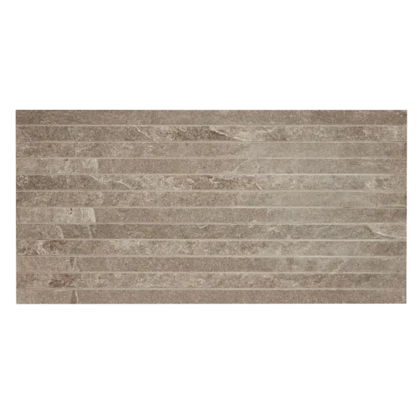 A gray tile wall with some white lines